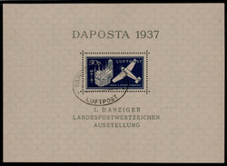 Dapostablock mit Plattenfehler  "7 in 1937 oben eingekerbt" mit ...