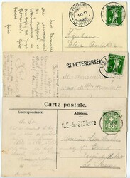 ILE-de-St. Pierre, 1907/13, 2x Stabstempel d/f, 1x Rundstempel d/f, ...