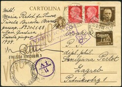 1941/43, Kontrollstempel mit Römischen Ziffern I-IV, I Rom, II ...