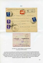 1943, KZ "FRASCHETTE", mehrfach zensierter R-Brief aus ALATARI 7.7.43 ...