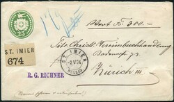 ST. IMIER, 1894, seltene Verwendug eines 25 C. Tübli mit ...