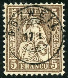 5655146: Suiza Helvetia perforada - Cancellations and seals