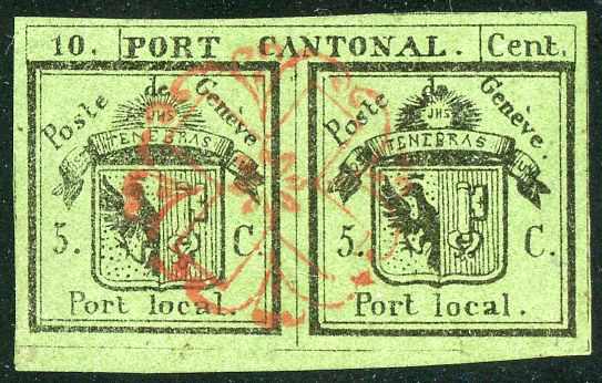 Sauberes und besonders farbfrisches Exemplar, allseitig sehr breit ...