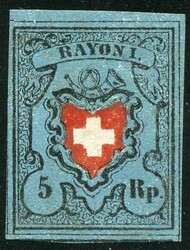 T. 8, abgenützter Blau-Druckstein, sehr breitrandige rechte obere ...