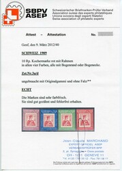 10 C. rot, Serie in den vier Farben, alle Marken teils ungezähnt vom ...