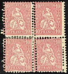 10 C.anilinrosa, ungebrauchter Viererblock mit doppelter zu- und ...