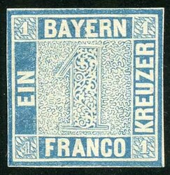 1849, 1 Kr blau, FARBPROBE, Einzelabzug von der Urgravierung auf ...