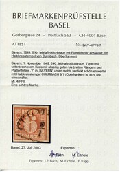 6 Kr lebhaftrötlichbraun, mit Plattenfehler "Y" unten rechts ...