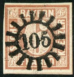 6 Kr braun, perfekt zentrischer gMR 105 von EICHENDORF einwandfrei. ...