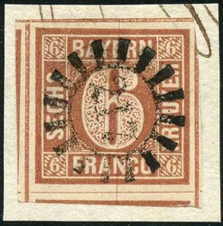 6 Kr lebhaftrötlichbraun, überaus breitrandiges Luxusstück mit ...