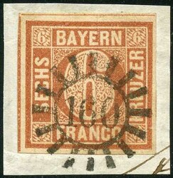 6 Kr rötlichbraun, breitrandiges Prachtsstück mit gerade ...