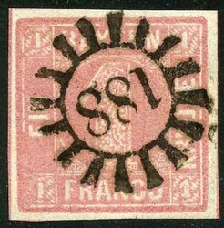 1 Kr rosa, sehr satter Farbauftrag, glasklarer gMR 188 von LINDAU, ...