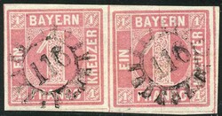 1 Kr rosa, gMR 116 von GÜNZBURG auf perfektem Paar. Doppelt Sign. ...