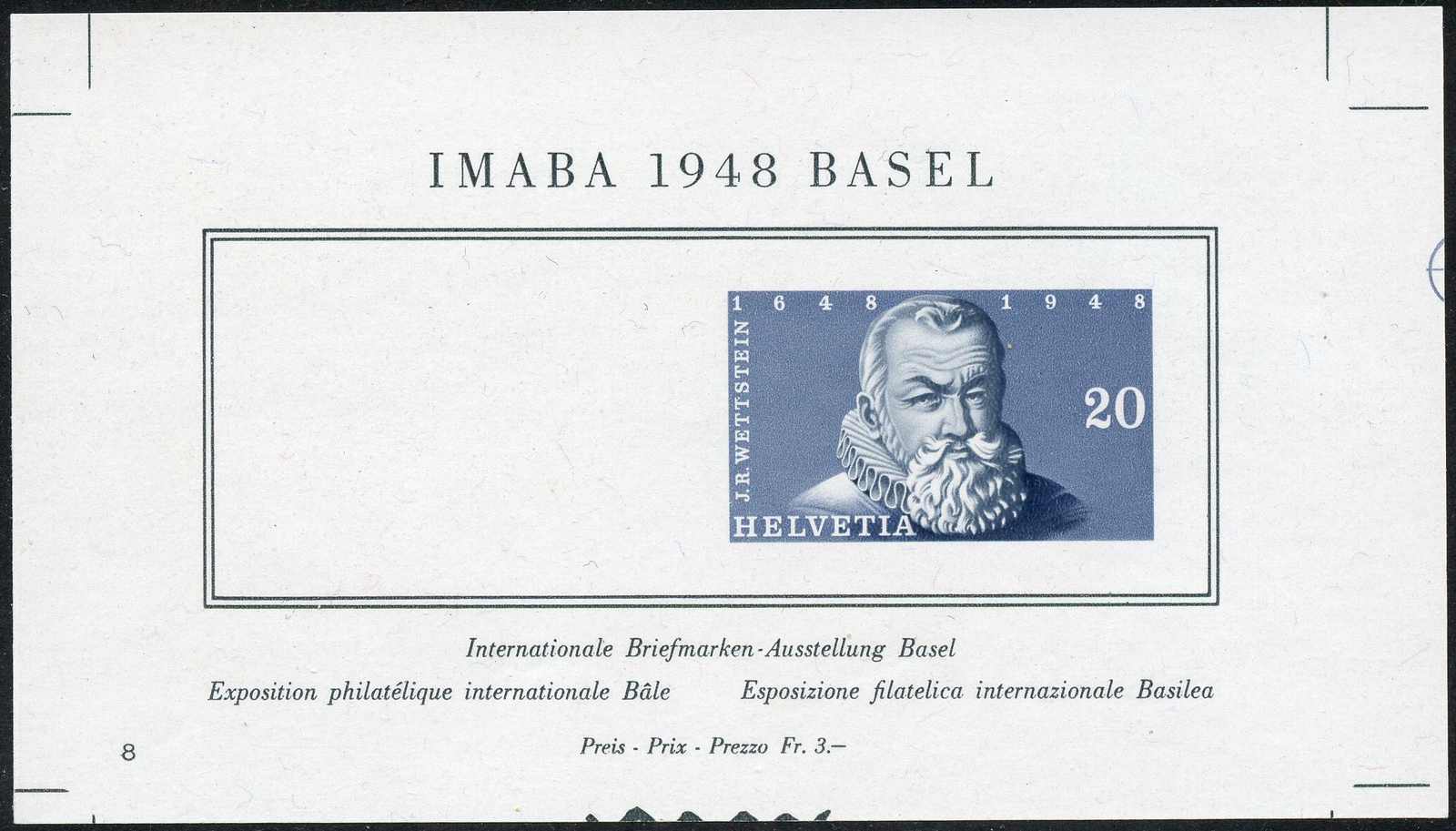 1948, IMABA, 20 C. blaugrau, vollständig mit Inschrift und Kopf, ...