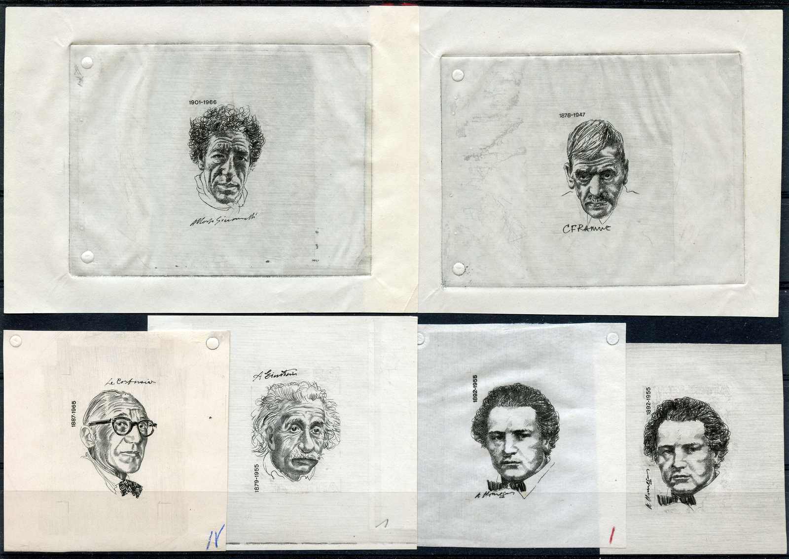 1972, Porträts III, dokumentiert auf 8 Ausstellungsblättern mit ...