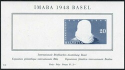 1948, IMABA, 20 C. blaugrau mit Inschrift und Siluette des Kopfes, ...