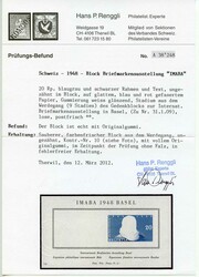 1948, IMABA, 20 C. blaugrau mit Inschrift und Siluette des Kopfes, ...