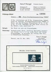 1948, IMABA, 20 C. blaugrau, vollständig mit Inschrift und Kopf, ...