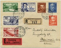 1932, 50 J. Gotthardbahn, 3 Einzelabzüge gleichmässig breit aus ...