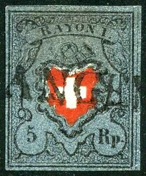 T. 32, breitrandig und klar mit gerade zentrischem Stabstempel WANGEN ...