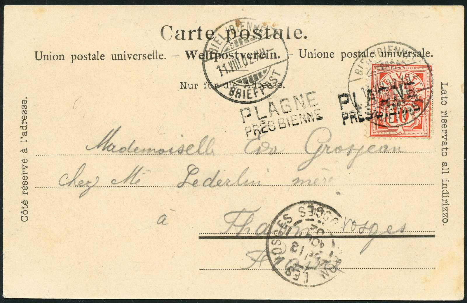 PLAGNE Region, 1873-ca.1910, Lot 12 Briefe-/Karten ab Ziffer, meist ...
