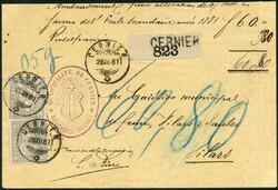 -.80, CERNIER 28.XII.81, daneben violetter Absenderstempel ...