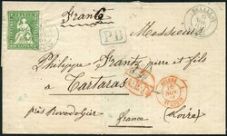 BELLELAY, 1856 blau auf weissem Amtsbrief mit Inhalt, 1861, schwarz ...