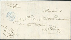 BELLELAY, 1856 blau auf weissem Amtsbrief mit Inhalt, 1861, schwarz ...