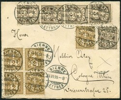 BIENNE, 1864-1897, Lot 5 Briefe meist Ziffern und Stehende EF, BF, ...