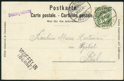 BÖZINGENBERG violetter Einzeiler oben, darunter Zweizeiler VAUFFELIN ...