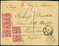 COURROUX, 1892-1896, Lot 5 saubere Belege davon 3 mit Ziffern, sowie ...