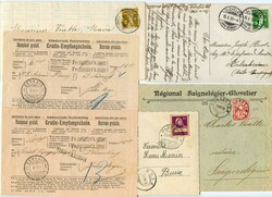 GLOVELIER, 1905-1915, intr. Lot 5 Belege mit Ziffern, Tellen, inkl. ...