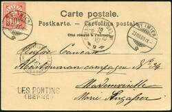 LES PONTINS, 1900/01, seltener Zweizeiler Les Pontins (Berne) Gr. 45, ...