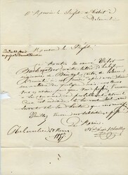 REBEUVELIER, 1857, kursiv, gerade klar auf weissem Amtsbrief mit ...