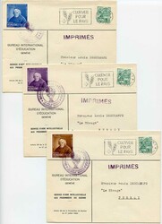 1942, Père Girard, Serie einzeln auf 4 identischen BIE-Briefen ...