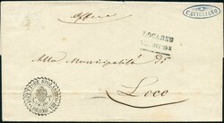 CAVIGLIANO blau, 1855, Gr. 68, perfekt auf weisser Briefhülle, 1863, ...