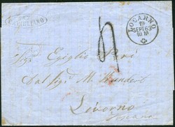 CAVIGLIANO blau, 1855, Gr. 68, perfekt auf weisser Briefhülle, 1863, ...