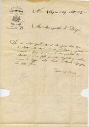 LOTTIGNA grünblau, 1872, Gr. 68, Inhalt Briefkopf: "L'ispettore ...