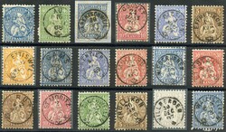 1863-1873, SITZENDE HELVETIA, 2 C.-60 C., Stempel-Gruppe 104, Rest ...