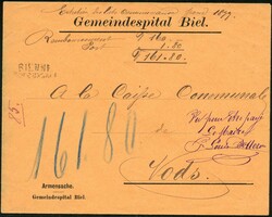 BIENNE SUCCURSALE, 1878, kleiner Zweizeiler zart auf offenem ...