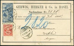 -.35, BASEL FIL.B.B 13.VIII.00, Mi.F auf sauberer NN-PK über Fr. 28 ...