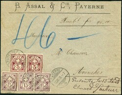 -.55, PAYERNE 12.VIII.98, sehr dekorative Frankatur mit 2 Paaren und ...
