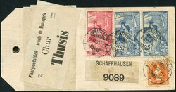 -.80, SCHAFFHAUSEN 8.XI.00, 3-Farben-Mi.F auf Anhänger für ein ...
