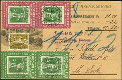 -.22, CHAUX-DE-FONDS 29.I.10, beide Kocher-Marken in senkrechten ...