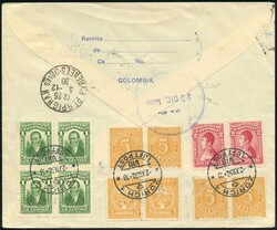1930, (2.12.), Zürich-Perpignan, R-Ganzsachenbrief von KOLUMBIEN mit ...