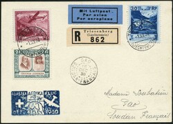 LIECHTENSTEIN, 1929-1934, gutes Lot 6 Mittelholzer Sonderflüge mit ...