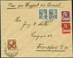 1921, (8.II.), Basel-Frankfurt a./M, sauberer Briefumschlag frankiert ...