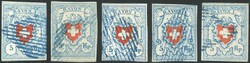 1851, RAYON I, Druckstein C2, gutes Lot 8 Einzelmarken und 1 Brief, ...