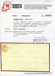 T. 5, regelmässig breitrandig und frisch mit diagonalem Strich im ...