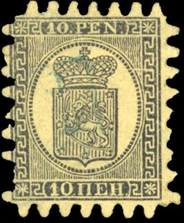 10p. black on buff. Missing teeth. Fine (Estimate 700€)